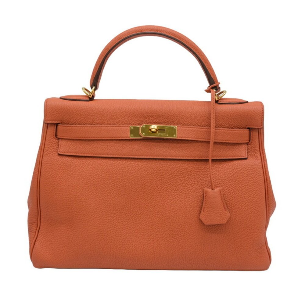 HERMES Kelly 32 Handbag Tote Bag Taurillon Clemence Leather Terre Bateau Oran... - Picture 2 of 16